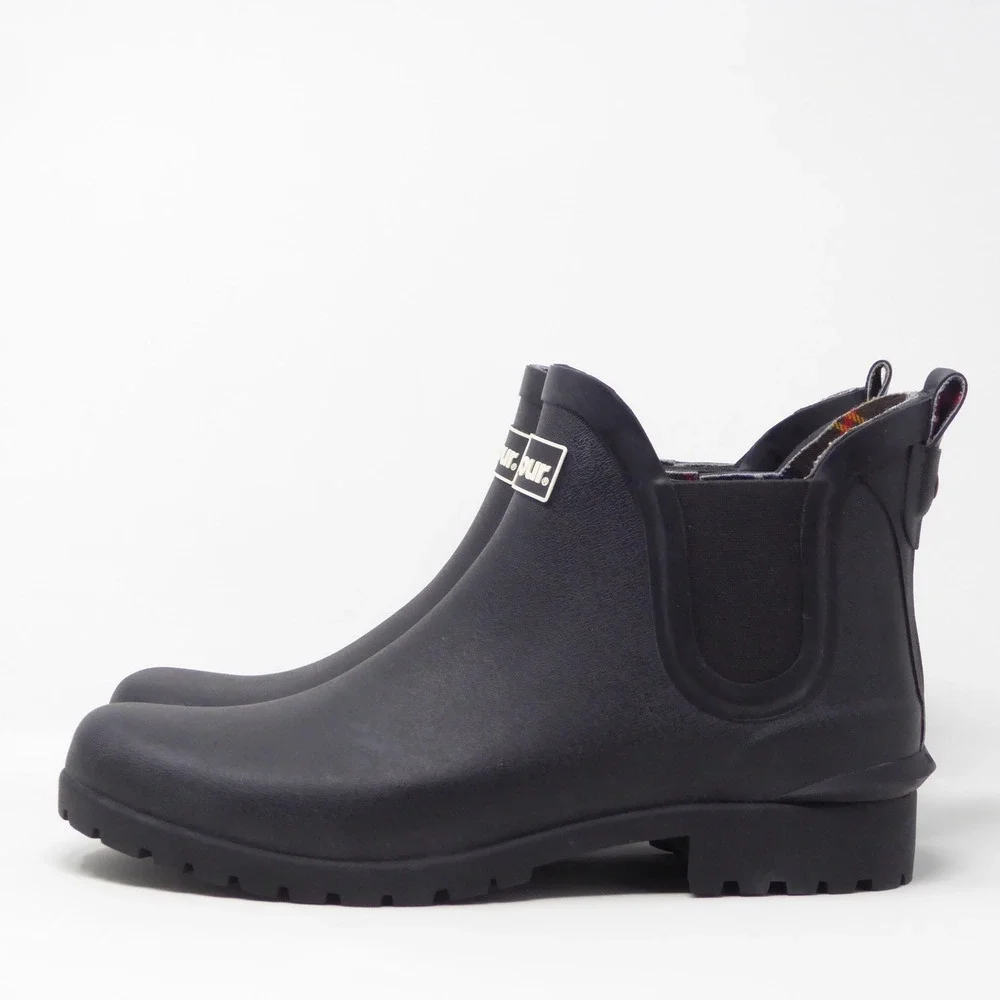 Barbour Womens Wilton Rain Boots Black Chelsea Rubber 7